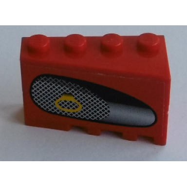 red stickered assembly 4 x 2 x 2 with air intake grille wide reflection and pull ring pattern model right side sticker - set 8143 - 2 wedge 4 x 2 left
