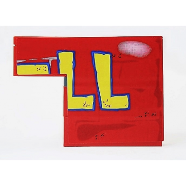 red stickered assembly 6 x 1 x 3 2 3 with ll pattern sticker - set 4982 - 2 brick 1 x 4 1 dark bluish gray plate 1 x 4 1 brick 1 x 6 1 tile 1 x 6