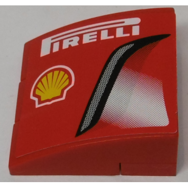 red stickered assembly 3 x 3 x 1 with pirelli shell logo and intake pattern model left side sticker - set 8143 - 3 slope curved 3 x 1 1 plate 1 x 3