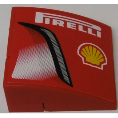 red stickered assembly 3 x 3 x 1 with pirelli shell logo and intake pattern model right side sticker - set 8143 - 3 slope curved 3 x 1 1 plate 1 x 3