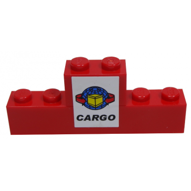 red stickered assembly 6 x 1 x 2 with air cargo on white background pattern sticker - set 10170 - 1 brick 1 x 6 1 brick 1 x 2