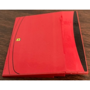 red stickered assembly 8 x 8 x 1 with black curved lines and ferrari logo pattern sticker - set 8671 - 1 slope 10 6 x 8 2 tile 1 x 8