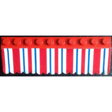 red stickered assembly 10 x 3 x 1 with blue red and white stripes awning pattern sticker - set 6372-1 - 2 slope 33 3 x 4 1 slope 33 3 x 2