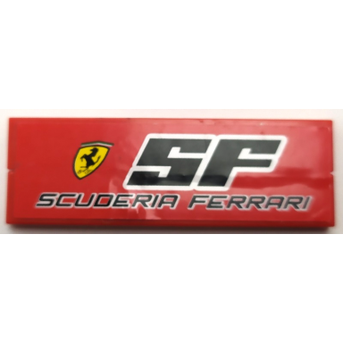 red stickered assembly 6 x 2 with ferrari logo sf and scuderia ferrari pattern sticker - set 8155 - 2 tile 1 x 6