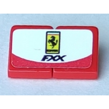 red stickered assembly 2 x 1 x 2 3 with ferrari logo and black fxx on white curved background pattern sticker - set 8156 - 2 slope 30 1 x 1 x 2 3