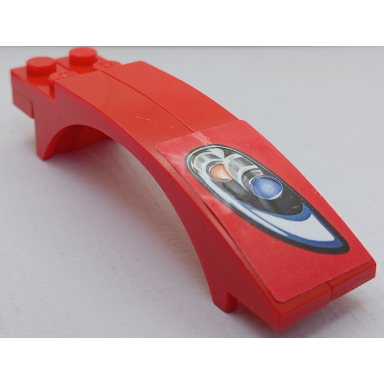 red stickered assembly 8 x 2 x 1 2 3 with ferrari 430 spider headlight pattern model right side sticker - set 8671 - 2 slope curved 8 x 1 x 1 2 3 with arch and 2 recessed studs