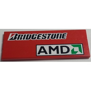 red stickered assembly 8 x 3 with bridgestone and amd logo on red background pattern model left side sticker - set 8157 - 3 tile 1 x 8