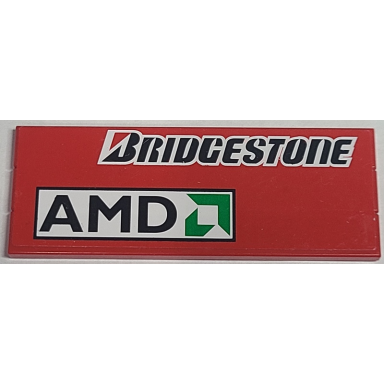 red stickered assembly 8 x 3 with bridgestone and amd logo on red background pattern model right side sticker - set 8157 - 3 tile 1 x 8