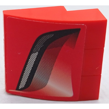 red stickered assembly 3 x 3 x 1 with air intake pattern model left side sticker - set 8671 - 3 slope curved 3 x 1
