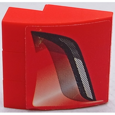 red stickered assembly 3 x 3 x 1 with air intake pattern model right side sticker - set 8671 - 3 slope curved 3 x 1