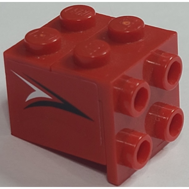 red stickered assembly 2 x 2 x 1 2 3 with black and white arrow pattern on both sides stickers - set 8664 - 1 brick 2 x 2 1 plate 1 x 2 1 bracket 1 x 2 - 2 x 2