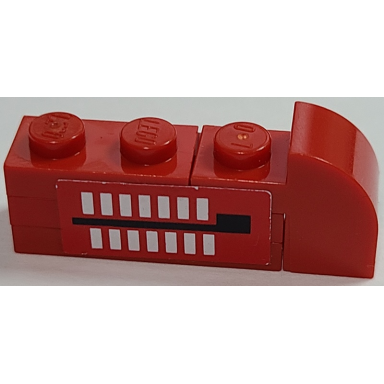 red stickered assembly 4 x 1 x 1 1 3 with white rectangles and black line on red background pattern model right side sticker - set 2556 - 1 plate 1 x 2 2 plate 1 x 3 1 slope curved 2 x 1 x 1 1 3 with recessed stud