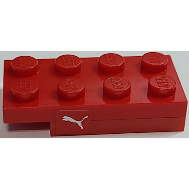 red stickered assembly 4 x 2 x 2 3 with white puma logo on red background pattern on both sides stickers - set 8157 - 1 plate 2 x 3 1 plate 2 x 4