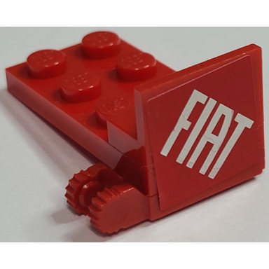 red stickered assembly 4 x 2 x 1 2 3 with white fiat on red background pattern model left side sticker - set 8157 - 1 plate 2 x 4 1 panel 1 x 2 1 hinge plate 1 x 2 locking with 2 fingers on end