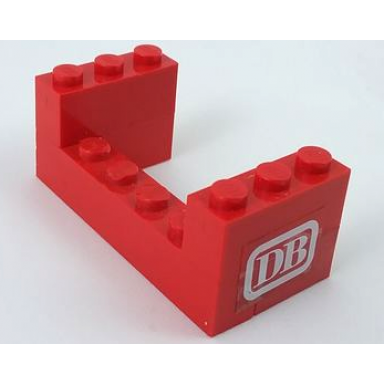 red stickered assembly 6 x 3 x 2 with white db pattern on both sides stickers - set 7730 - 2 brick 1 x 2 2 brick 1 x 3 1 brick 1 x 6