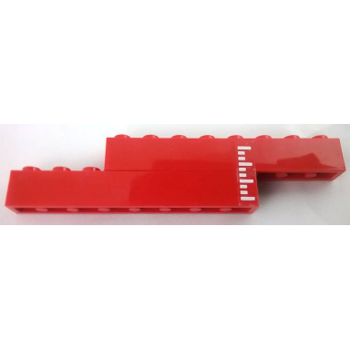 red stickered assembly 11 x 1 x 2 with white plimsoll lines pattern model left side sticker - set 6542 - 2 brick 1 x 8