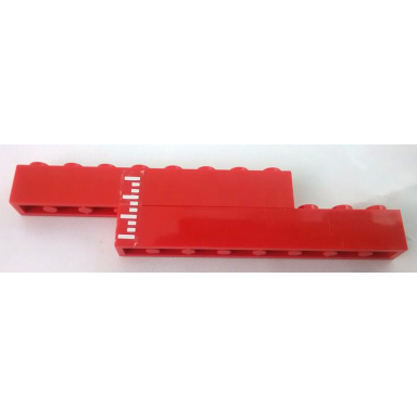 red stickered assembly 11 x 1 x 2 with white plimsoll lines pattern model right side sticker - set 6542 - 2 brick 1 x 8