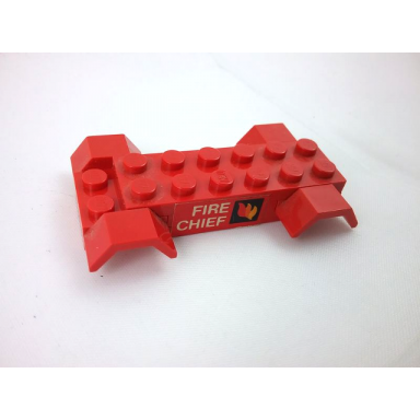 red stickered assembly 7 x 4 x 1 with fire chief and classic fire logo pattern on both sides stickers - sets 602-1 6602-1 - 1 plate 2 x 3 2 plate 2 x 6 2 vehicle mudguard 2 x 4 with arch smooth