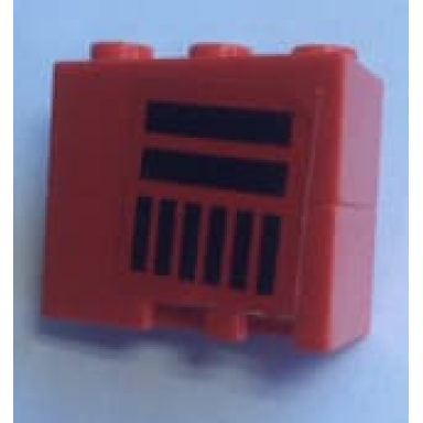 red stickered assembly 3 x 2 x 2 with 2 black horizontal and 6 vertical stripes pattern model right side sticker - set 2556 - 2 wedge 3 x 2 left