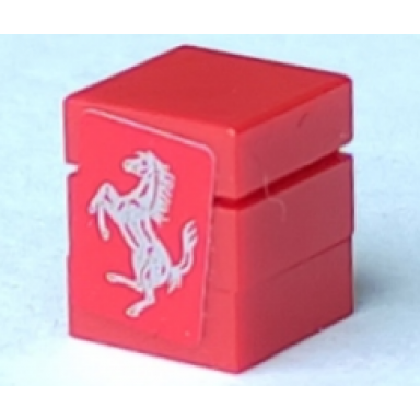 red stickered assembly 1 x 1 x 1 with silver horse ferrari logo pattern sticker - set 8156 - 2 plate 1 x 1 1 tile 1 x 1
