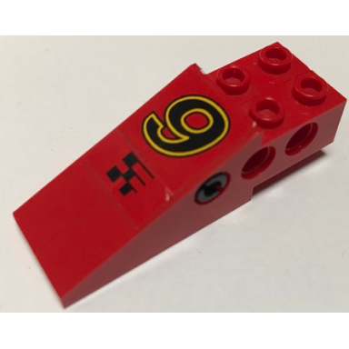 red stickered assembly 6 x 2 x 1 2 3 with black and yellow number 9 and checkered pattern stickers - set 8440 - 1 technic pin with friction ridges with center slots 2 technic slope 6 x 1 x 1 2 3