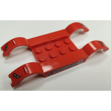 red stickered assembly 9 x 4 with fast wheels headlights taillights and autoparts 6 pattern on both sides stickers - set 8124 - 1 plate 4 x 4 4 vehicle mudguard 1 x 4 1 2