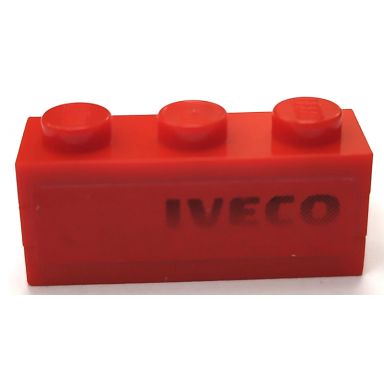 red stickered assembly 3 x 2 x 1 with iveco on red background pattern model left side sticker - sets 8153 8155 - 1 plate 2 x 3 2 plate 1 x 3