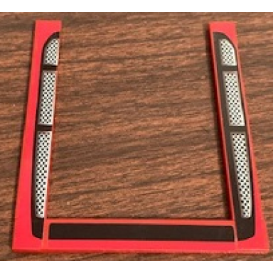 red stickered assembly 9 x 8 with black stripe and air vents pattern stickers - set 8671 - 3 tile 1 x 8