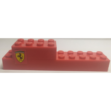 red stickered assembly 10 x 2 x 2 with ferrari logo pattern on both sides stickers - set 8142 - 1 brick 2 x 4 1 brick 2 x 10
