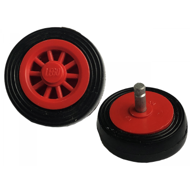 red wheel spoked 2 x 2 with stud with black tire smooth - small solid bb0019 132old
