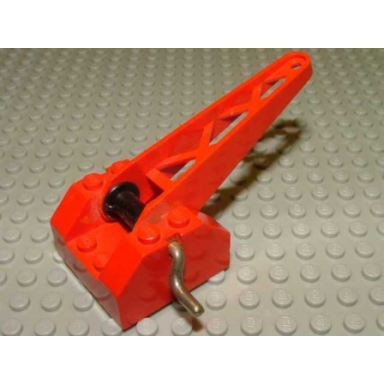 red string reel winch 4 x 4 x 2 with sloped top metal handle black drum and crane arm