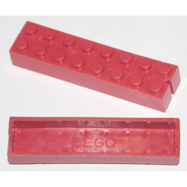 red brick 2 x 8 without bottom tubes slotted with 1 slot
