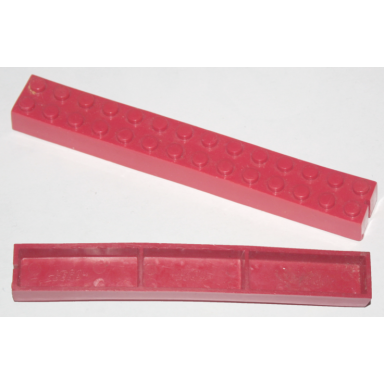 red brick 2 x 14 without bottom tubes slotted with 1 slot
