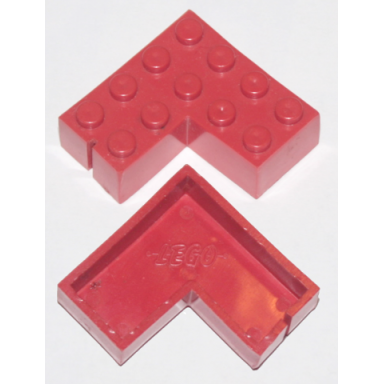 red brick 4 x 4 corner without bottom tubes slotted with 1 slot left side