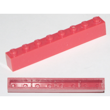 red brick 1 x 8 without bottom tubes with cross supports
