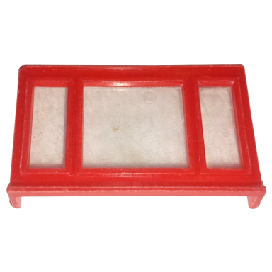 red window 1 x 6 x 3 3-pane with glass for slotted bricks