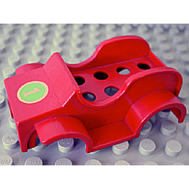 red duplo car body racer with number 1 in circle pattern fits over car base 2 x 6