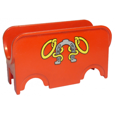 red duplo car body wagon with horseshoe and rope pattern fits over car base 2 x 6
