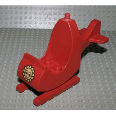 red duplo helicopter body with skids with sun pattern