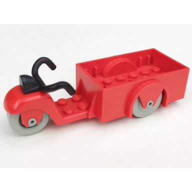 red fabuland tricycle 1 front wheel with black handlebars and light gray wheels