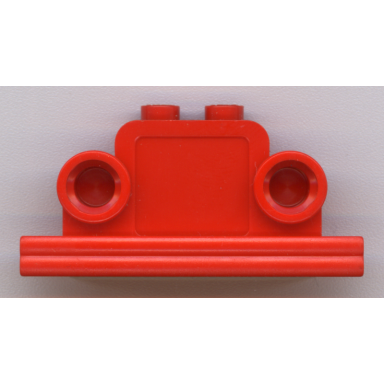 red fabuland brick modified 1 x 4 x 2 bell shape with headlights