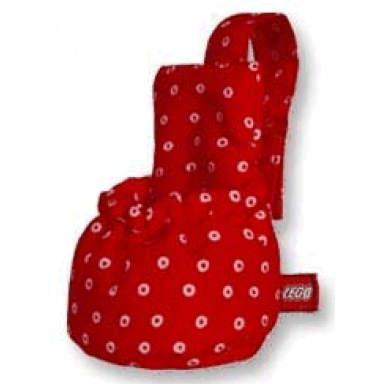 red primo cloth sleeping bag with hanger and pink dots pattern