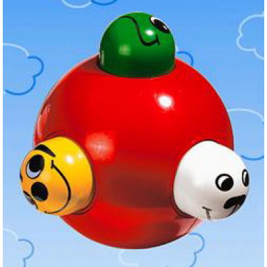 red primo rattle ball with six knobs