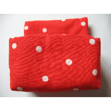 red primo cloth sleeping bag double with white dots pattern