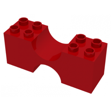 red duplo brick 2 x 6 x 2 with curved center