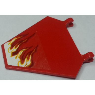 red flag 5 x 6 hexagonal with whipping flame on transparent background pattern model right side sticker - set 70721
