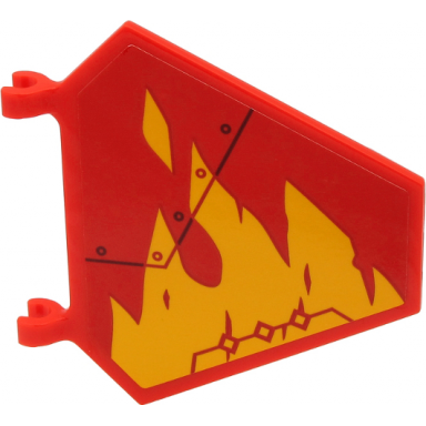 red flag 5 x 6 hexagonal with yellow flames and black line and circles on red background pattern model left side sticker - set 71704