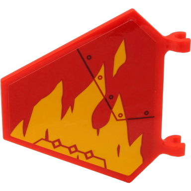 red flag 5 x 6 hexagonal with yellow flames and black line and circles on red background pattern model right side sticker - set 71704
