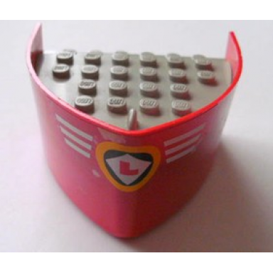 red boat hull smooth bow 5 x 6 x 3 1 3 with light gray deck with white stripes and red l in white black orange logo pattern sticker - sets 4005 4015 4025