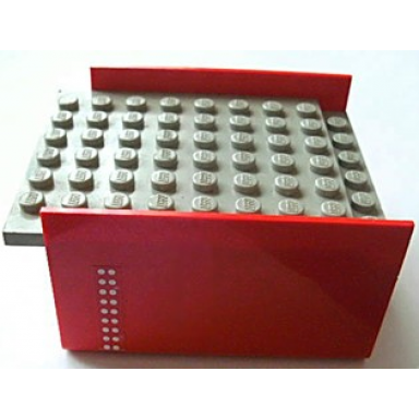 red boat hull smooth middle 8 x 6 x 3 1 3 with light gray deck with white double dots pattern on both sides stickers - set 4025